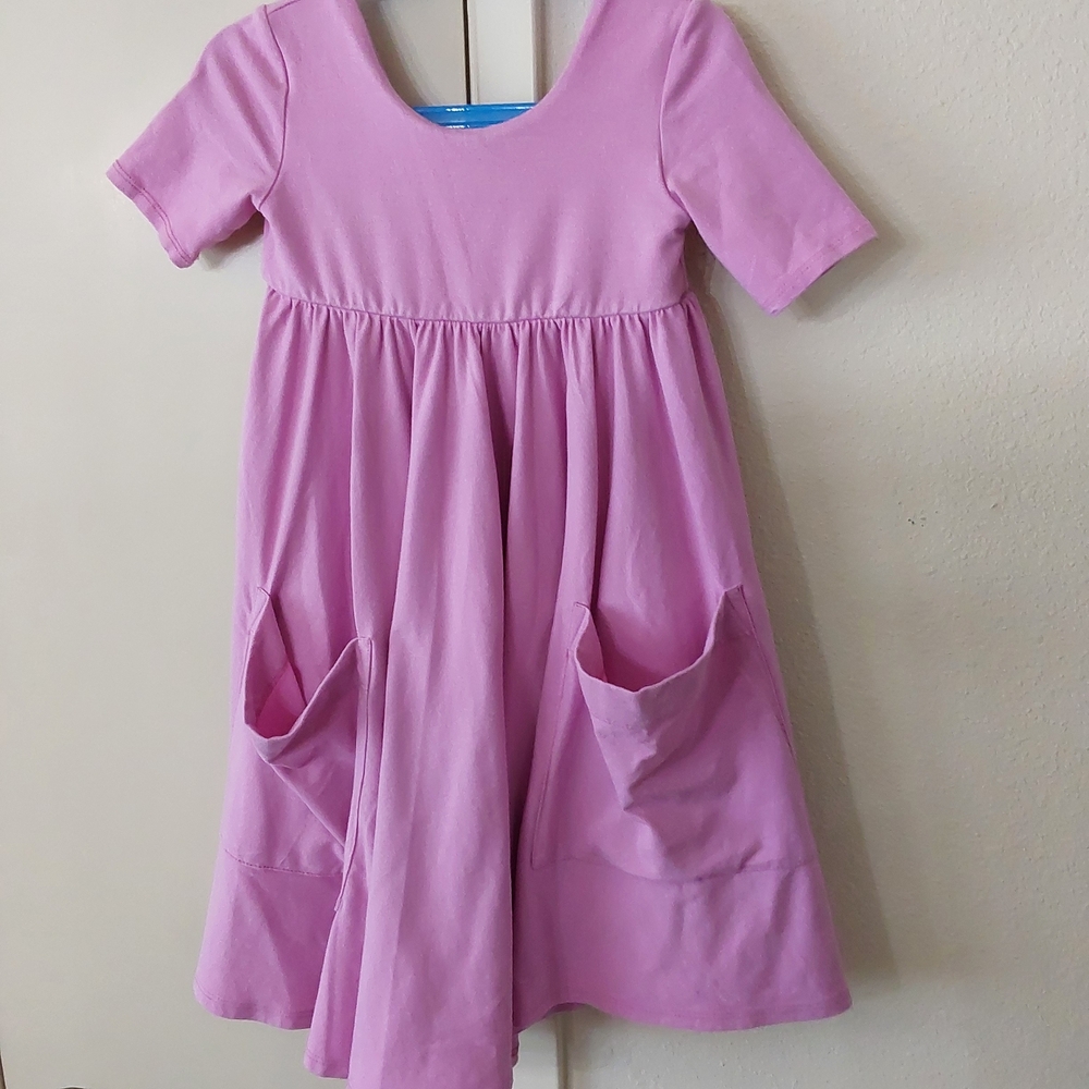 rag & bone Girls' Pink Short-Sleeve Pocket Dress